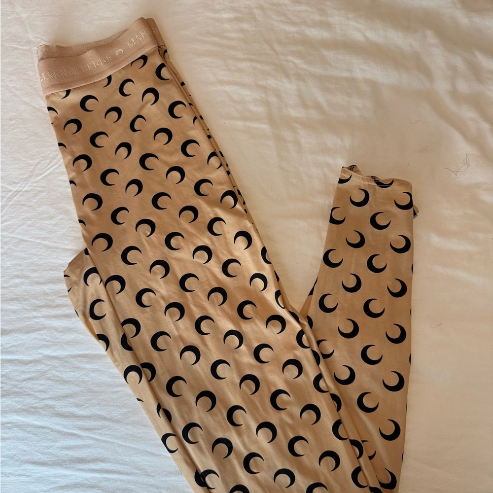 Marine Serre leggings with Black Crescent Print